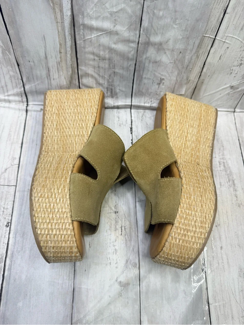 Chocolat Blu Jamie platform wedge sandals taupe suede